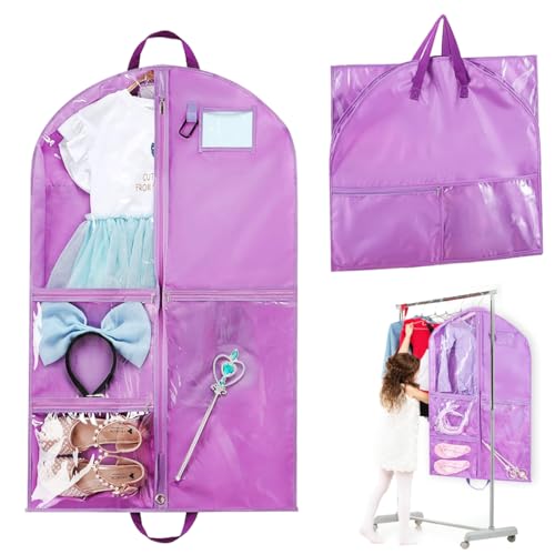 Bolsa de ropa para niños con 5 bolsillos: funda plegable para colgar ropa corta, organización para bailarines, actuaciones, competiciones, concursos de belleza, viajes y más, bolsa de ropa para niños
