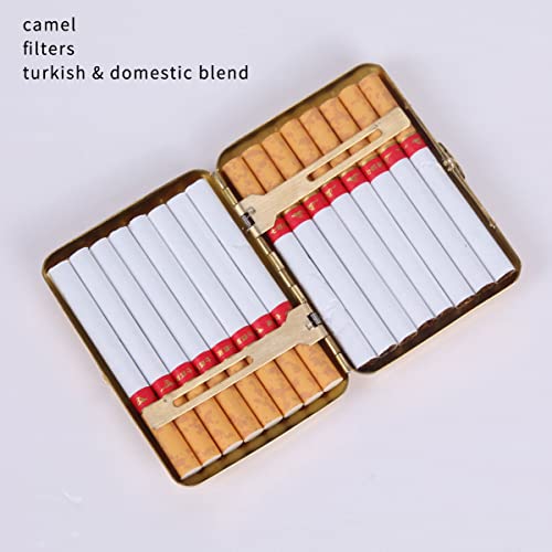 Metal Cigarette Case, Hold 16 Cigarette Vintage Copper Camel Cigarette Case Smoking Boxes, Portable Waterproof Cigarette Case (Color : Brass, Size : 9.5X7Cm) #TOP1