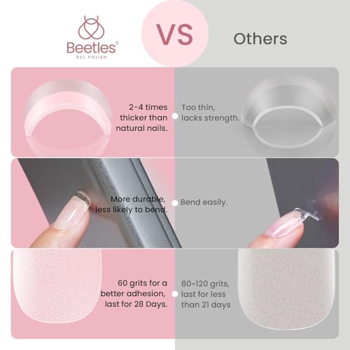 Image of Beetles Gel Nail Tips 288 pcs Extra Short Square Tips 12 Sizes Half Matte