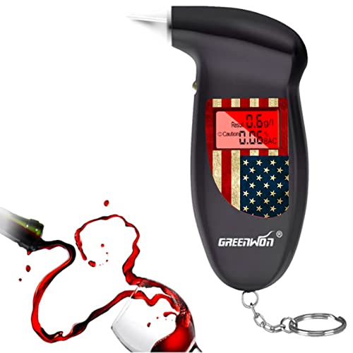 Greenwon Breathalyzer Keychain Digital Alcohol Tester Detector Breath Analyzer Audible Alert Portable With Lcd Display And Replacement Mouthpiece Personal Use Fl/Black #TOP3