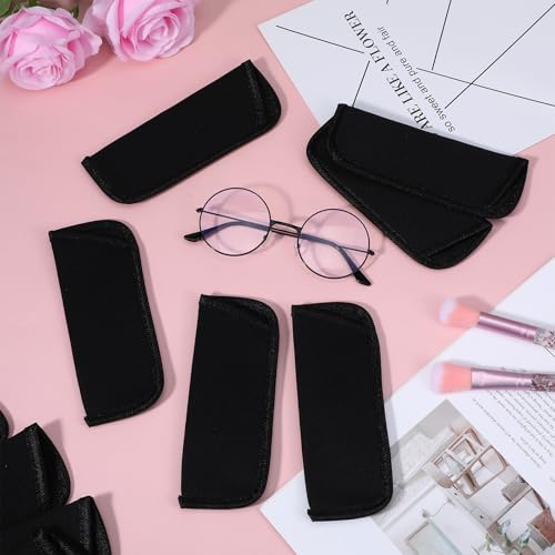 Image of YUXIANLB 6Pcs Slip in Eyeglasses Cases, Reading Glasses Pouch, Fabric Spectacle Pouch, Soft Slim Glasses Slip in Glasses Sleeve, Black Eye glasses Pouch Bag