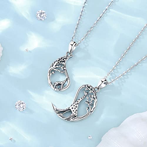 Eudora Sterling Silver Giraffe Mother Daughter Necklace Set For 2 For Mom, Animal Grandma Granddaughter Necklaces Mommy And Me Necklace Set Pendant Jewelry Mother's Day Gift For Mama Godmother #TOP2