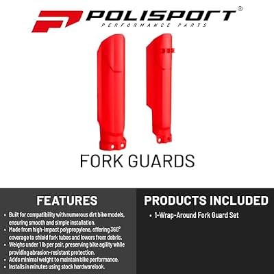 Polisport Full Wrap Fork Guards for Beta RR 125/200/250/300 2T 2019-2026 | High-Impact Polypropylene, OEM Fit, Red, Durable Enduro Fork Protection
