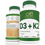 EternaVea - Vitamina D3 2000 UI e K2 MK-7 100µg - 1 Anno di Scorta