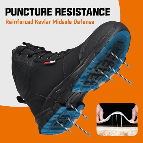 Image of Work Boots for Men,Lightweight Breathable High Top Steel Toe Boots,Unbreakable Steel Toe Shoes,Non Slip Safety Work Shoes.