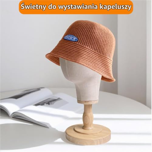 21-calowy manekin z drewnianą podstawą, zdejmowany wyświetlacz kapeluszy, stojak na perukę do tworzenia biżuterii, mocowanie, wyświetlanie, stylizacja, salon, uchwyt na okulary, dom, sklep