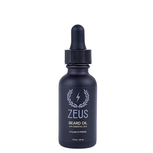 ZEUS Aceite natural para barba, aceite de barba acondicionador premium para suavizar la barba y el bigote, fabricado en Estados Unidos (ciprés