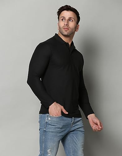Image of INKKR Full Sleeve Men's Solid Polo Neck T-Shirt Combo