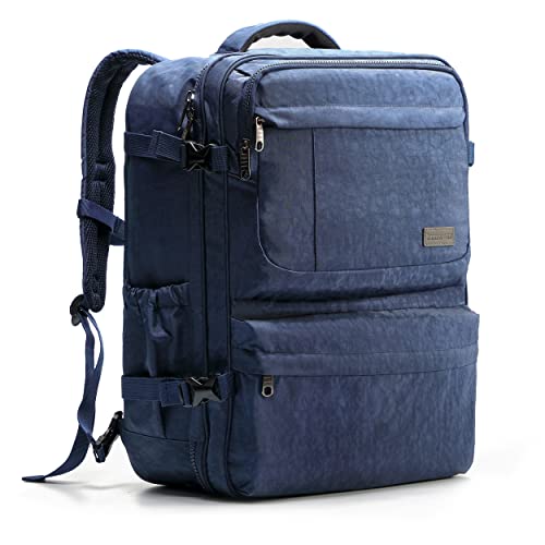 KNOWVANUnderseat Carry on Backpack for Men & Women, 44Lwaterproof Large Backpack with 17 inch Laptop Compartment & Shoe Bag for Airplane Flight Luggage Personal Item(Blue)