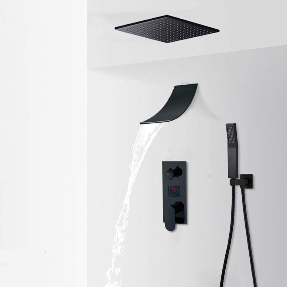 Système de douche encastré noir mat cascade luxe