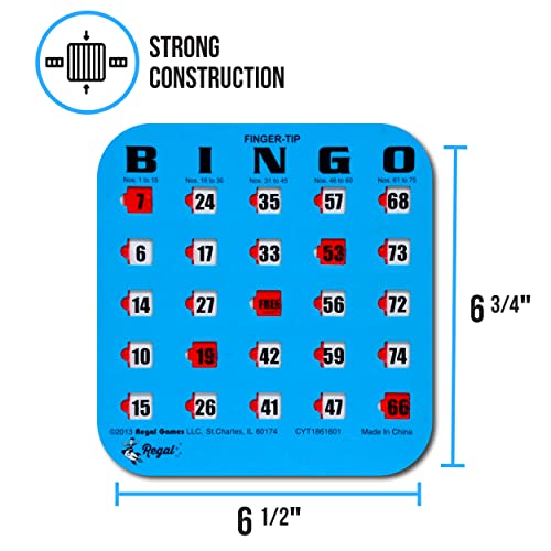 Regal Games - Finger-Tip Shutter Slide Bingo Cards - 25 Pack - Blue - Perfect For Large Groups, Bulk Purchasing #TOP3