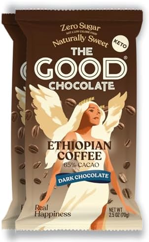 THE GOOD CHOCOLATE – Coffee Dark Chocolate Bars with Zero Sugar & Lower Net Carbs – Keto Chocolate Bar with Lower Calories, All Natural and Non-GMO Keto Snacks, 2.5 oz (2 Bars Starter Pack)