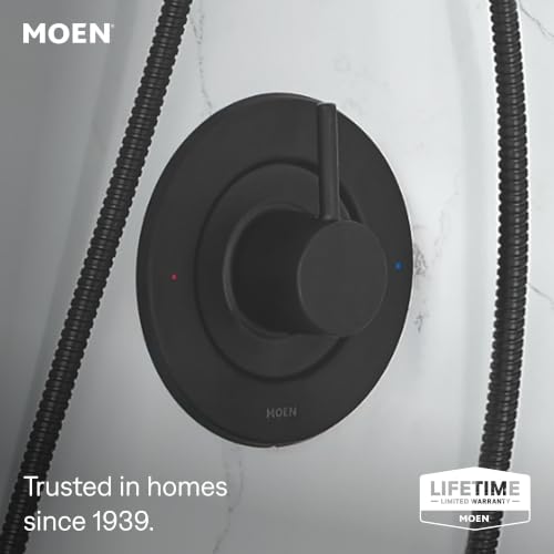 Moen Align Matte Black Eco-Performance Posi-Temp Pressure Balancing Modern Tub and Shower Trim Kit, Featuring Shower Head, Lever Handle, and Tub Spout, Valve Required, T2193EPBL - image 2