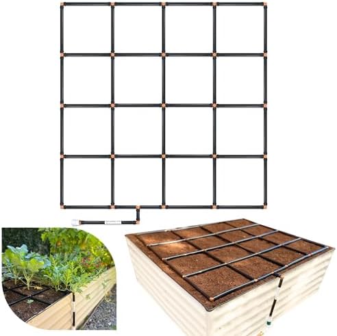 The Garden Grid | Garden Watering System for Raised Beds - But Better | Pre-Assembled, Waters Every Plant, 1-Min Setup, USA-Made, Lasts 5–10x Longer Than Drip Irrigation | Size: 4x4 - Dims: 44"x44"