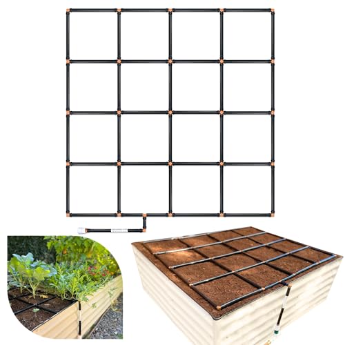 The Garden Grid | Garden Watering System for Raised Beds - But Better | Pre-Assembled, Waters Every Plant, 1-Min Setup, USA-Made, Lasts 5–10x Longer Than Drip Irrigation | Size: 4x4 - Dims: 44'x44'