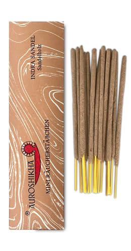 Anandam Auroshikha Agarbathies Mini varillas de incienso. Tiempo de combustión aprox. 15 minutos. Solo 10 cm de longitud. Ideal para tiempos de ahumado más cortos, espacios pequeños y un aroma más