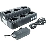 vhbw Caricabatterie 6 vani compatibile con Icom BP-252 batterie per radio - Stazione di ricarica + alimentatore + cavo alimentazione, 8,4V