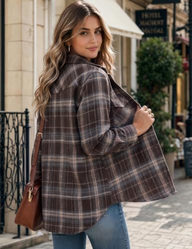 Image of Zeagoo Flannel Shirt Women Plaid Button Down Shackets Long Sleeve Fall Tops | Cotton Brushed Flannel Shirts Lightweight Loose Fit Blouse Business Casual Office Outfits 2026 Fashion Summer Western Clothes