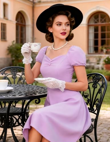 Image of Wedtrend Women's 1950s Dresses With Sleeve 40s Tea Party Dresses Cocktail Dress Swing Vintage Dress