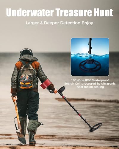 Miniatura 4 de Detector De Metales Profesional Para Adultos Y Niños - Miyay Detector De Metales De Alta Precisión, Bobina De Búsqueda Impermeable De 10 Pulgadas, Altura Ajustable, Pantalla Lcd, 6 Modos