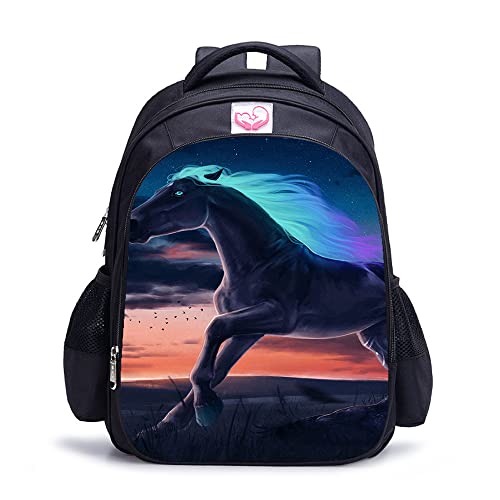 Sac à dos de loisirs avec impression 3D cheval pour les sorties des étudiants et adultes