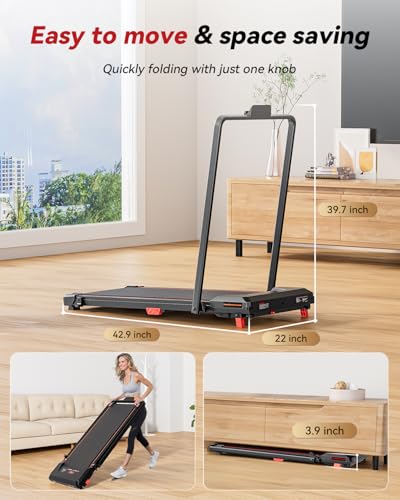 Image of Walking Pad with Incline,XBD Under Desk Treadmill for Home Small Office,2.5HP Low Noise Portable Treadmill with 330 Lbs Capacity,Remote Control and LED Display