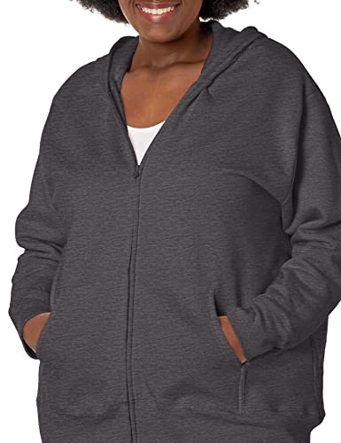 Just My Size Womens Comfortsoft Ecosmart Fleece Full-Zip Women's Athletic Hoodies, Slate Heather, 3X Us #TOP2