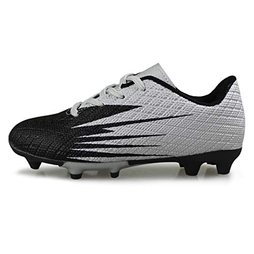 Hawkwell Kids Outdoor Comfortable Soccer Shoes(Toddler/Little Kid/Big Kid), Black Silver Pu, 2 M Us #TOP4