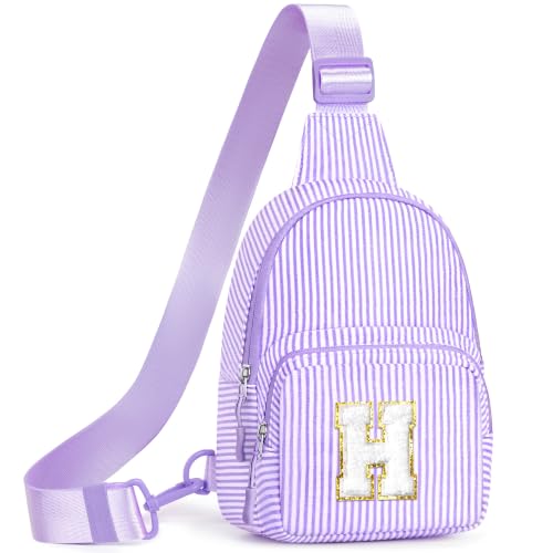 YOOLIFE Birthday Gifts for Teen Girls Kids Initial Sling Bag, Purple H