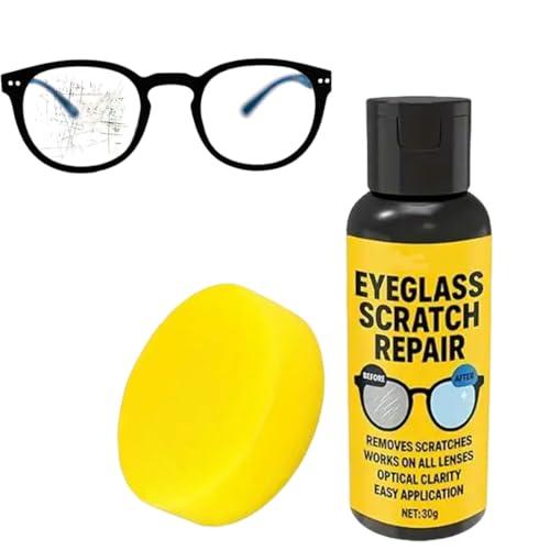 Teegxddy Spray para la Reparación de Gafas, Restaura Eficazmente la Claridad y el Brillo, Solución Antirrayaduras,Con Esponja
