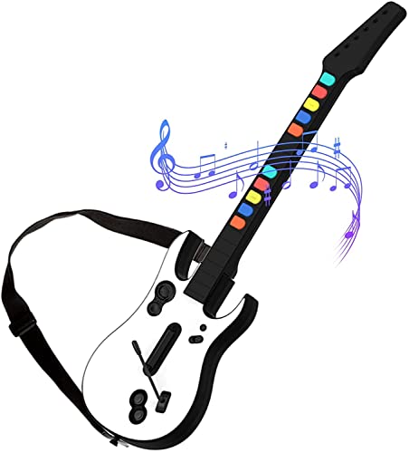 Guitar Hero for PC PS3, Wireless Guitar Controller 10 Keys Compatible with of Guitar Hero and Rock Band 1 2 (White)…