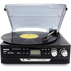 Gramophone, Tourne-Disque de Style Classique Platine Vinyle Vintage, avec Radio AM/FM Lecteur de Cassette Lecteur CD 2 Haut-parleurs stéréo séparés Radio - Les Beatles, Paul McCartney, John Lennon, RIngo Starr, George Harrison