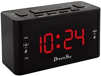 DreamSky Digital Alarm Clock with USB Port, Snooze, 12/24Hr Display, Dimmer, Large Number Display, Wireless Charging Compatible with iPhone Xs/XS Max (Medium)