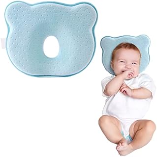 RandM Baby Head Shaping Pillow, 3D Memory Foam Infant Pillow Newborn Pillow Flat Head Baby Head Shaping Pillow for Baby Bed Stroller Carseat (Blue)