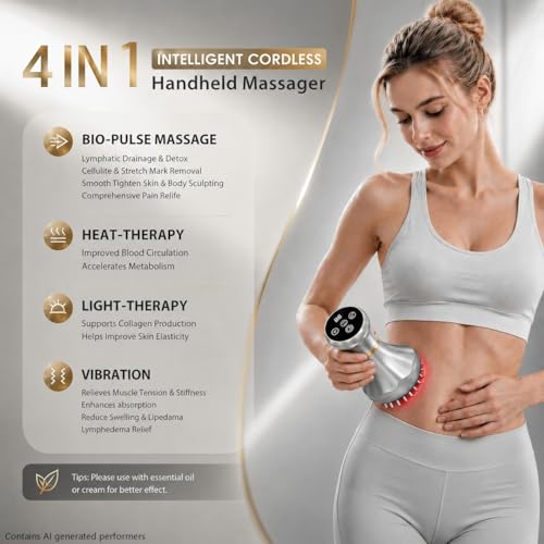 Image of 4-in-1 Lymphatic Drainage Massager - Anti Cellulite Massage Tool with Heating /Vibration /Red Light /Microcurrent,Body Sculpting Machine for Legs /Back /Hips Pain Relief /Reduce Stretch Marks & Cellulite