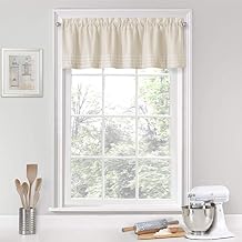 VUE Kingsbury Short Valance Small Window Curtains Bathroom, Living Room and Kitchens, 52" x 14", Natural