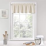 VUE Kingsbury Short Valance Small Window Curtains Bathroom, Living Room and Kitchens, 52' x 14', Natural