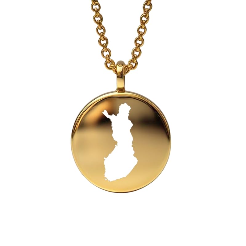 Pendentif carte de la Finlande de prestige, médaillon en argent et plaquage or