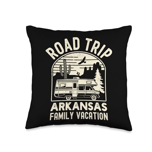 Arkansas Road Trip RV Camping Throw Pillow