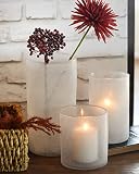 ARIAMOTION Candle Holders for Pillar Glass Hurricane Cylinder Vases Coastal Room Decor Sandy Clear T