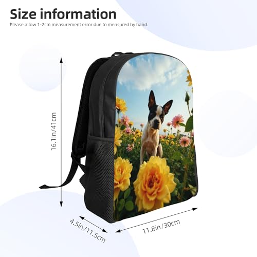 Travel Backpack for Women & Men Dog Field Flowers Sky Lightweight, Large Capacity Backpack For Adult 16 Inch4
