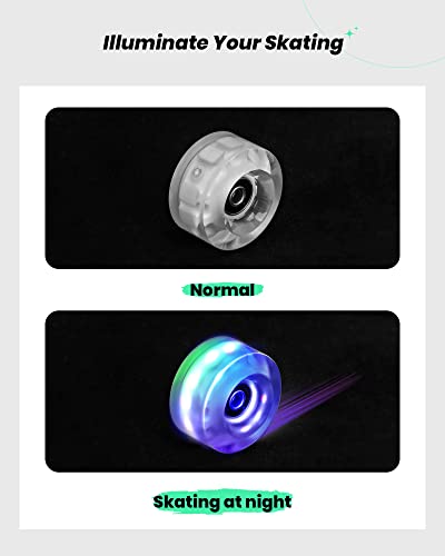 Daxiga 8 Pack 82A Light Up Roller Skate Wheels 32 X 58Mm, Luminous Skate Wheels With Bearings Installed - Rainbow #TOP2