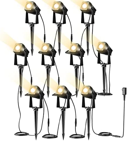 FMART Landscape Lighting, 3Wx10 Low Voltage Outdoor Landscape Spotlights with Stake, 2700K Warm White IP65 Waterproof Outdoor Landscape LED Lighting for Garden Backyard Lawn, 2500 Lumens, 10Pack