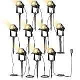 FMART Landscape Lighting, 3Wx10 Low Voltage Outdoor Landscape Spotlights with Stake, 2700K Warm Whit