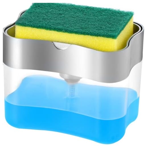 LIFEEZY Original Soap Dispenser for Kitchen & Sponge Holder 2-in-1 - Premium Quality Dish Soap Dispenser - Counter Top Sink Dispenser - Instant Refill - Durable & Rustproof