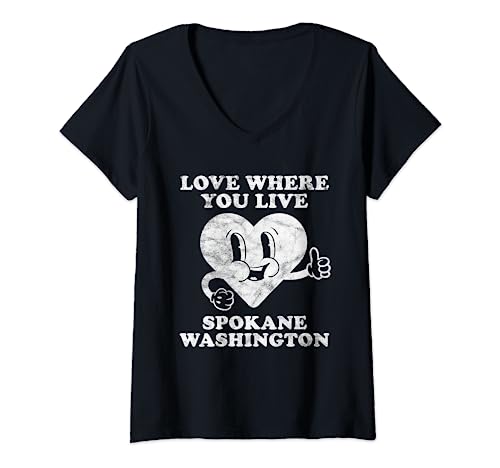 Retro Vintage Spokane Washington Amante Camiseta Cuello V