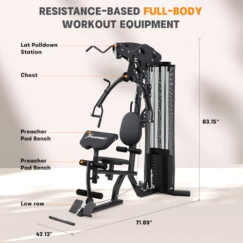 RUNFREELY Multifunction Home Gym All-in-one Weight Machine for Home Gym,Multifunction Workout Station Equipment with 150LBS Weights Stack, Gym Equipment for Men and Women - Thumbnail 3