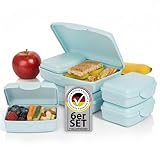 Hausfelder Brotdose flach mit Fächern – 6er Set Vesperbox Kinder Schule...