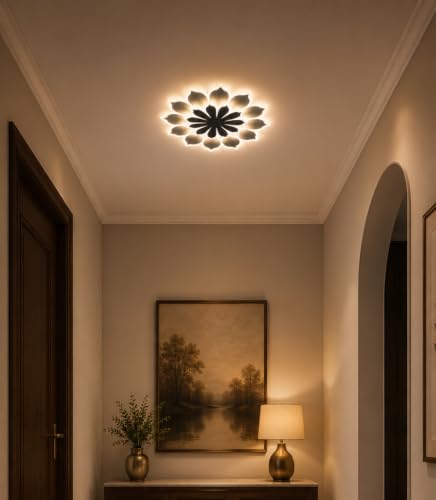 Image of FILLISKA Aluminium Luxurious 3 in 1 Led Ceiling /Wall Chandelier Light with 3 Step Colour Changing Function (Acrylic White Round-668 /2)
