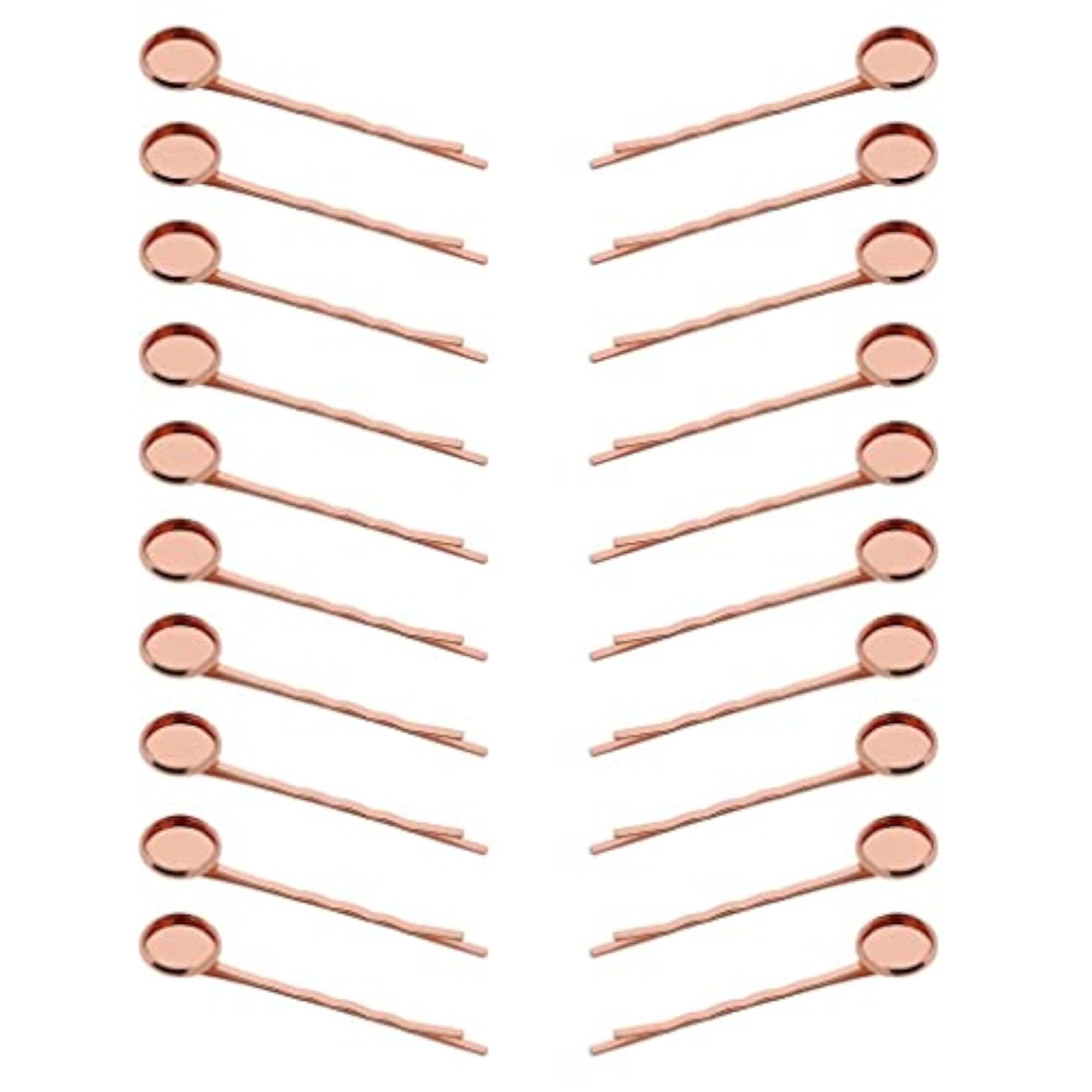 2x20Pcs Blank Cabochon Beads Hair Clip Setting Base Round 12mm Rose Gold